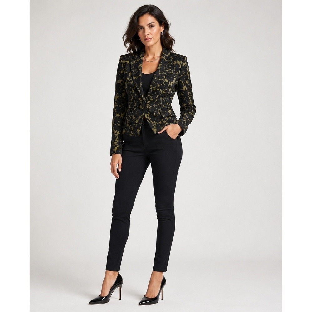 Banana Republic L'Wren Scott Blazer Jacket Womens 4 Green Black Lace Whimsigoth